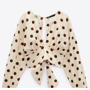 Zara polka dot ecru top